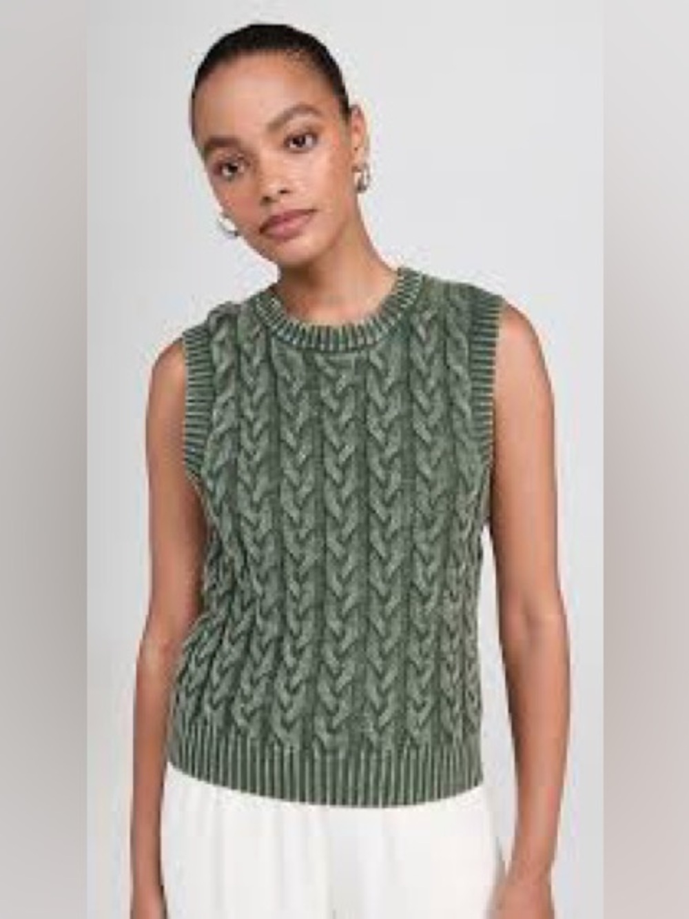 FAHERTY Ribbed Knit Sweater Vest - Olive - XL